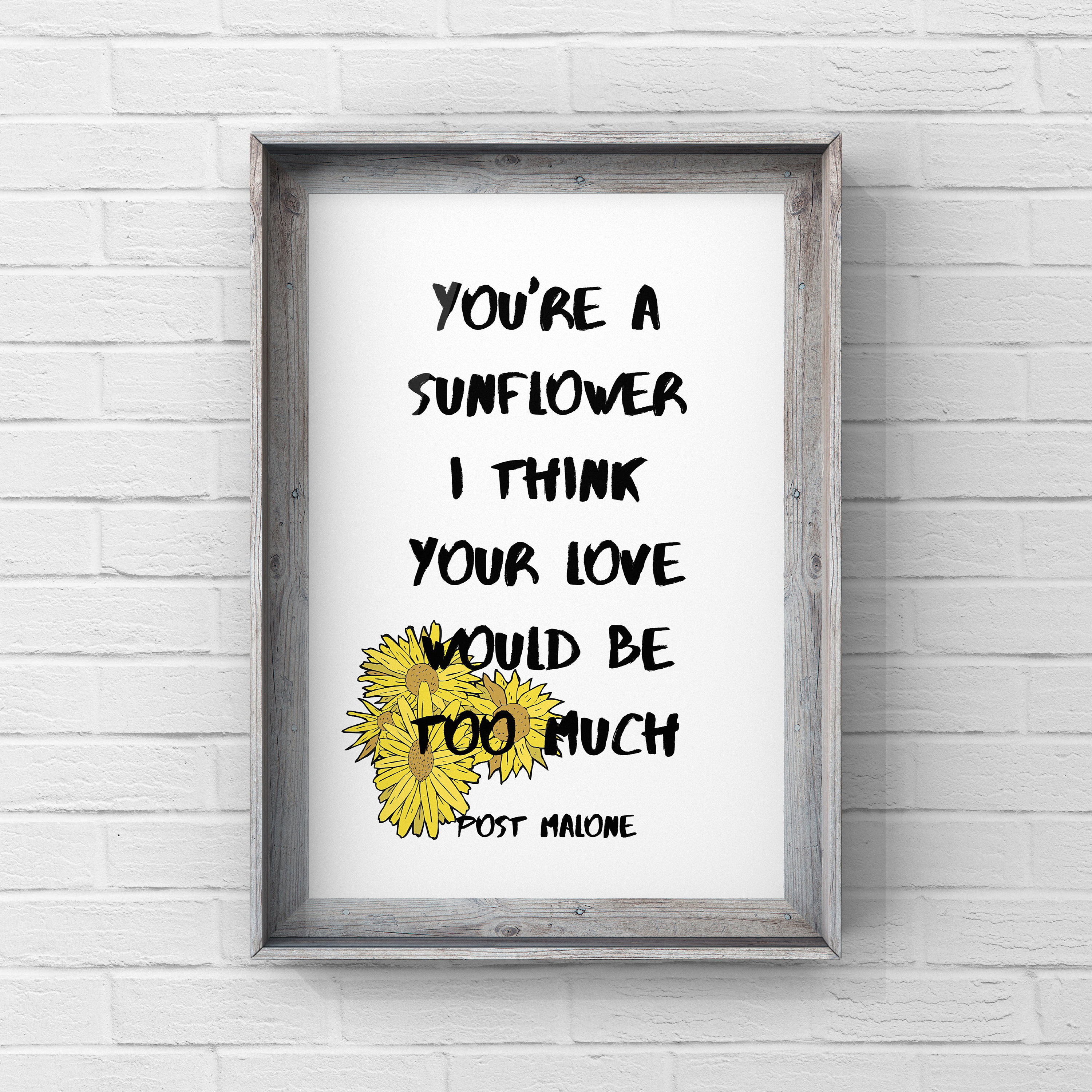 Post Malone Sunflower Song Lyrics Wall Hanging Art Print | Etsy