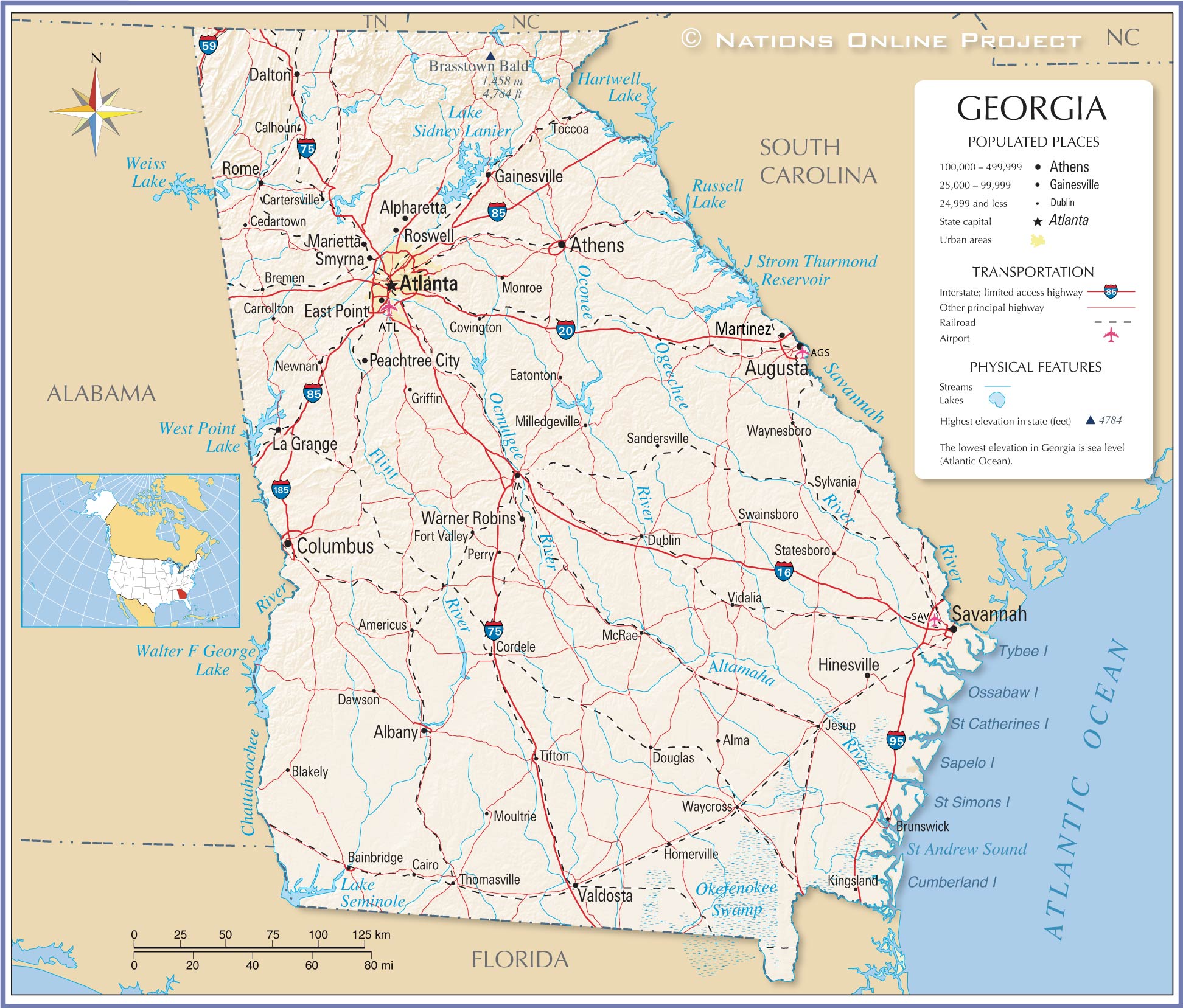 where is georgia state Georgia map usa state location city